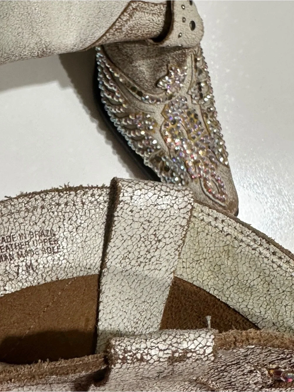 MIA Swarovski Crystal/Rhinestone Ivory Cowboy Western Boots Brazil Womens 7M